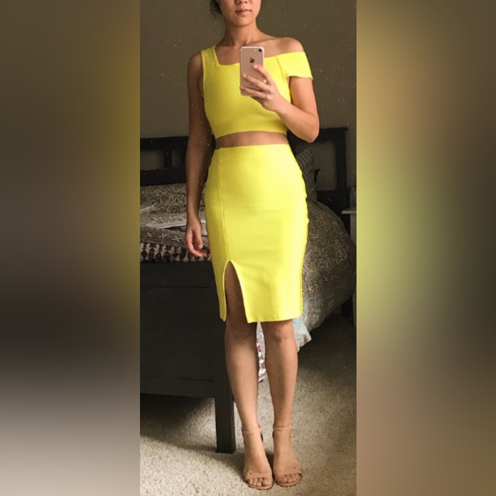 Revolve NBD neon yellow set